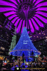 Striking magenta roof of Sony Center